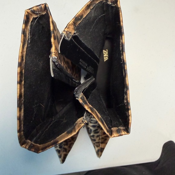 ZARA Leopard Print Sock Boots Pointed Toe Stiletto Y2K animal print Size EU 38 - Picture 8 of 9